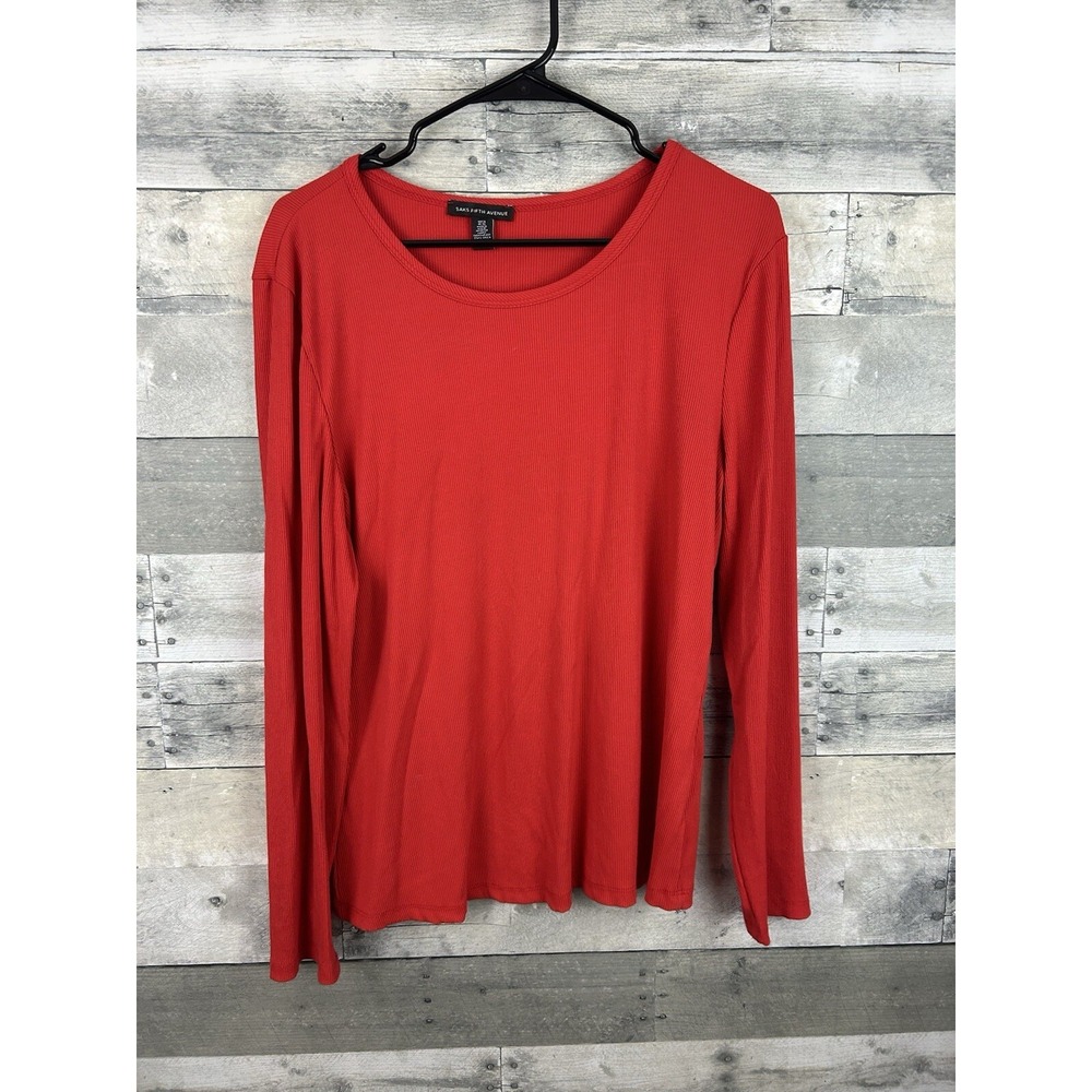 Saks Fifth Avenue XL Long Sleeve Red Blouse